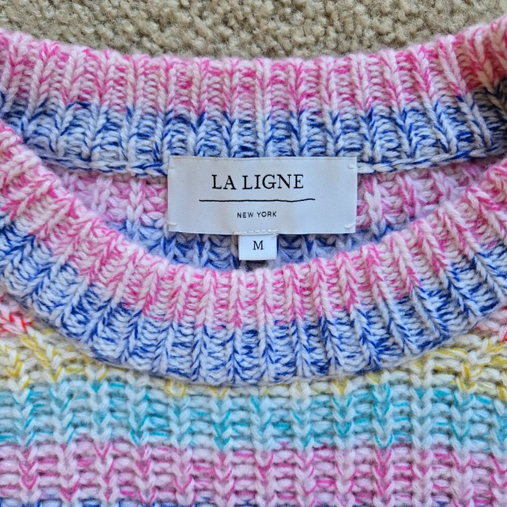 NWOT La Ligne Cherie Wool Cashmere Striped Pastel Sweater Medium - Picture 3 of 11